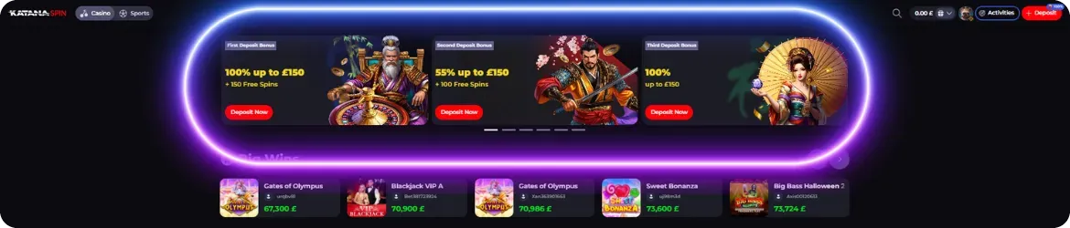 Bonuses on Katana Spin