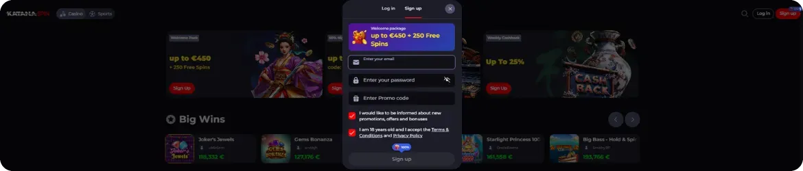 Katana Spin your personal information